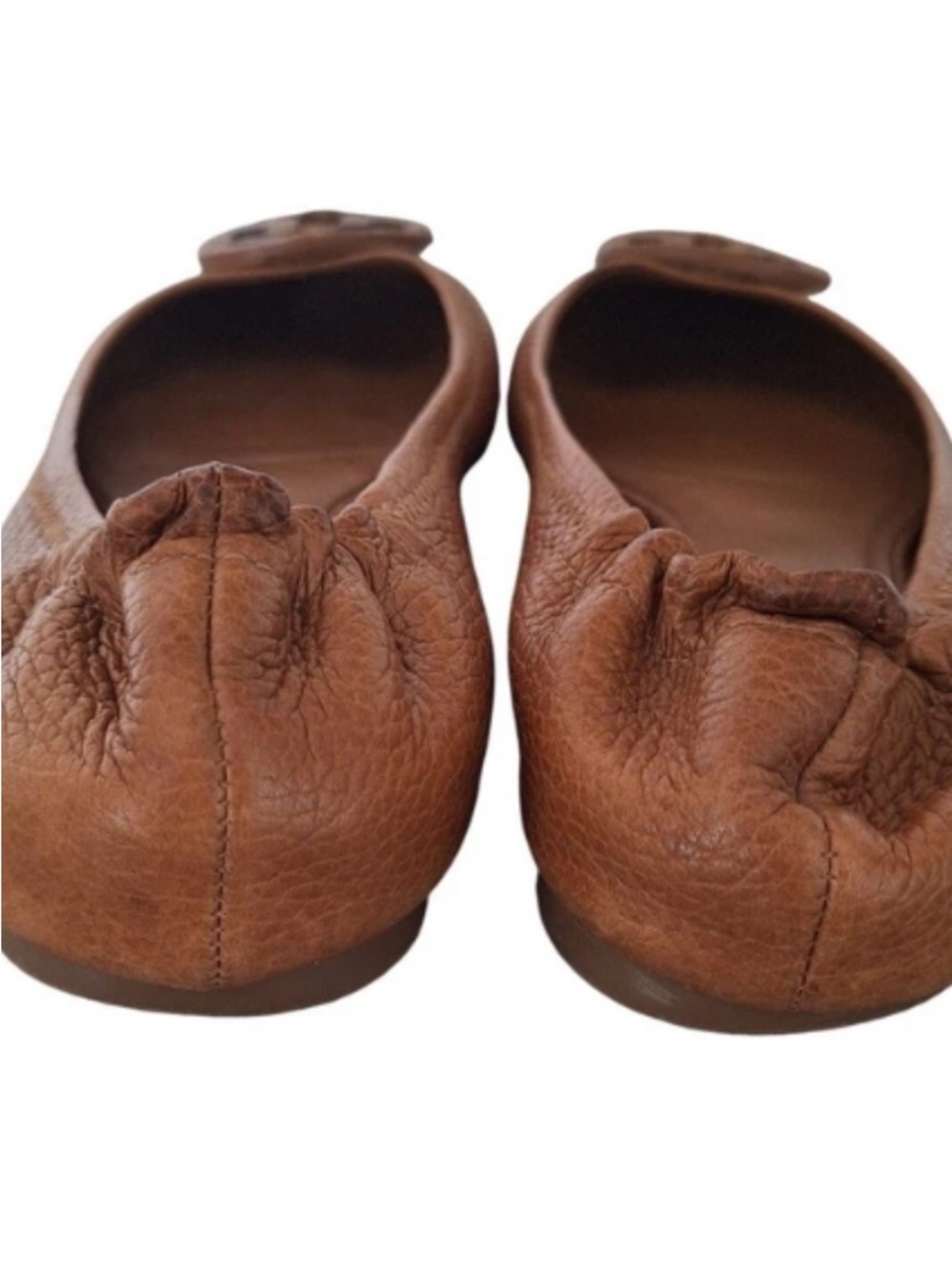Tory Burch caramel brown Leather Logo Ballet Flats - Picture 2 of 5